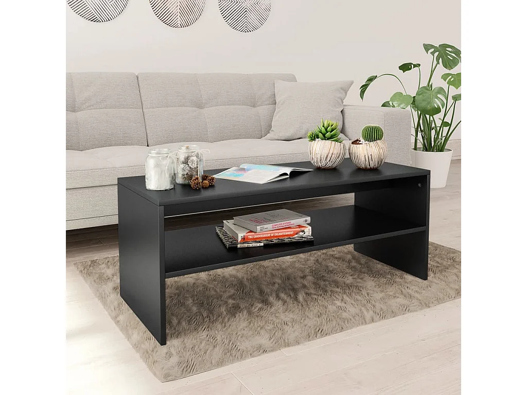 Gold Salontafel Zwart 100x40x40 cm Bewerkt hout