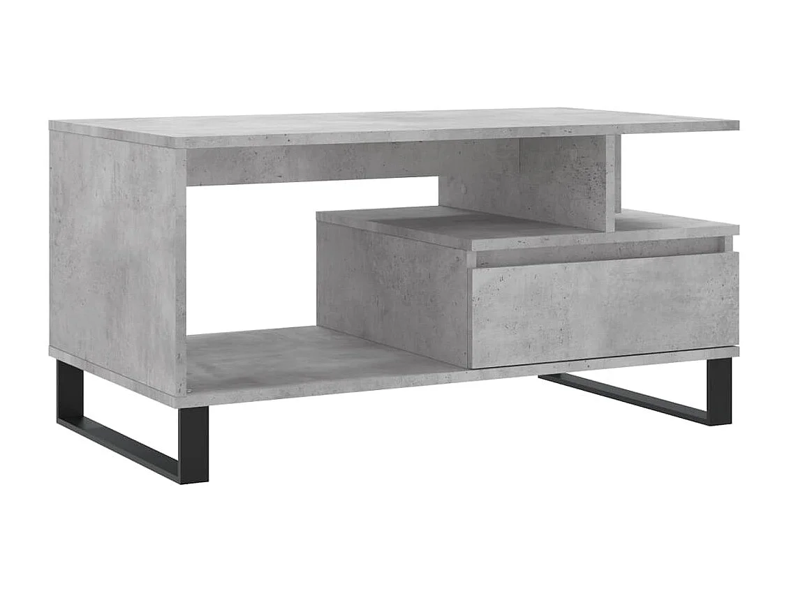 Mesa de centro dourada Concreto cinza 90x49x45 cm Madeira trabalhada