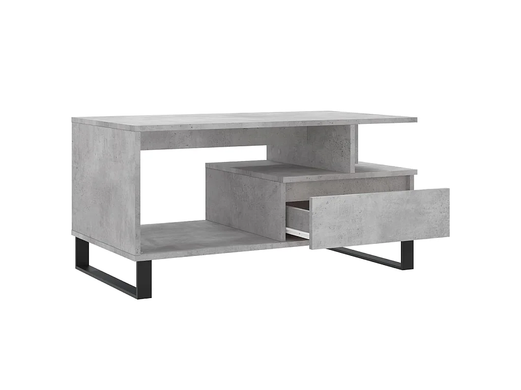 Mesa de centro dourada Concreto cinza 90x49x45 cm Madeira trabalhada