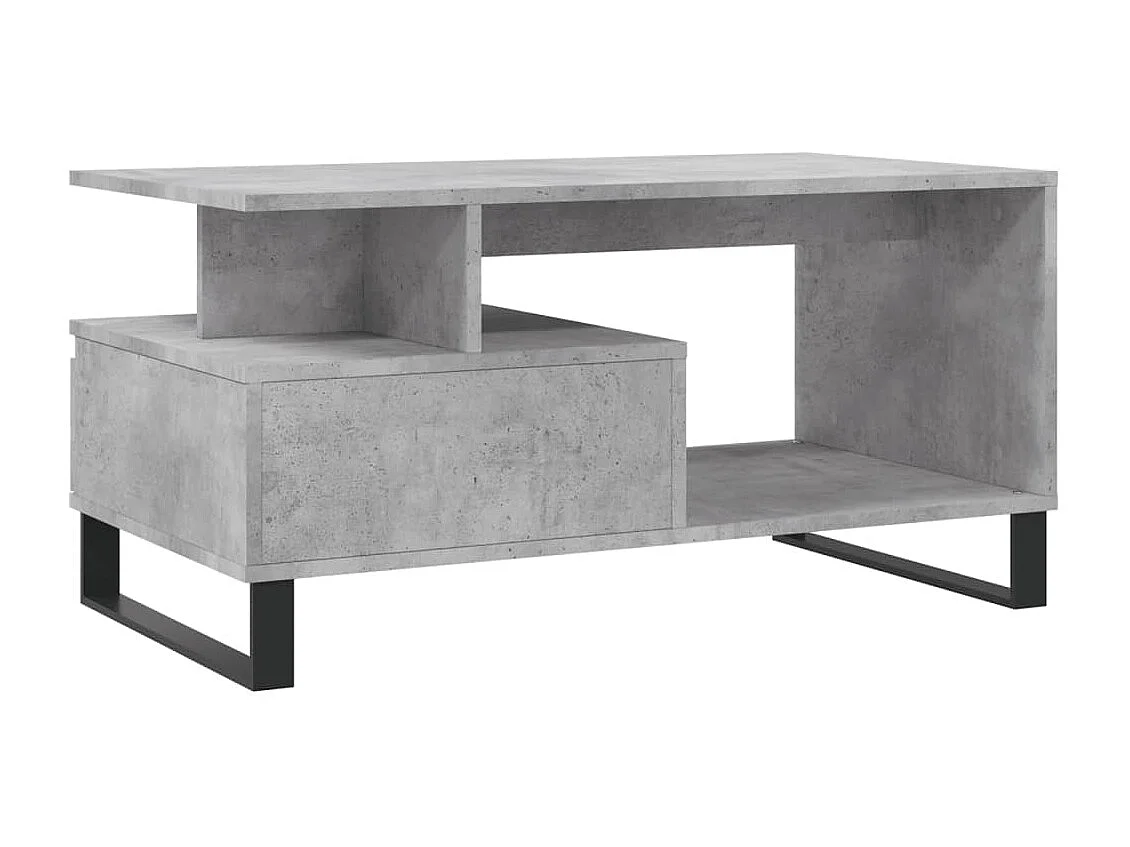 Mesa de centro dourada Concreto cinza 90x49x45 cm Madeira trabalhada
