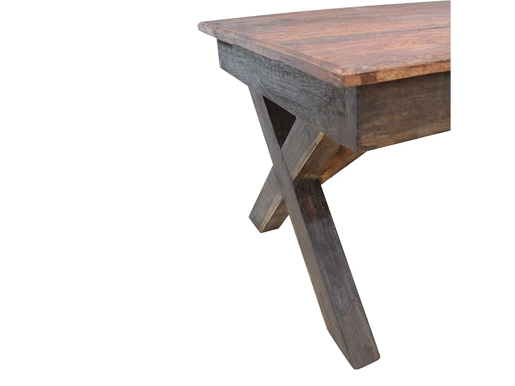 Goldfarbener Couchtisch aus massivem Altholz, 110 x 60 x 45 cm