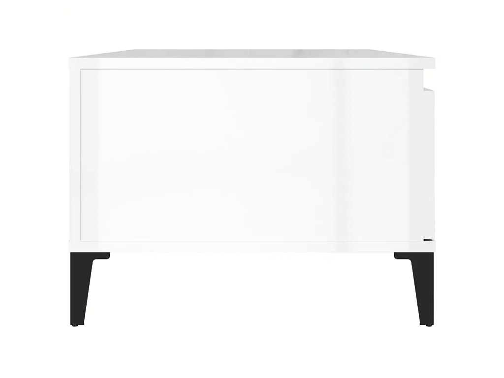 Gold Salontafel Glanzend wit 90x50x36,5 cm Bewerkt hout