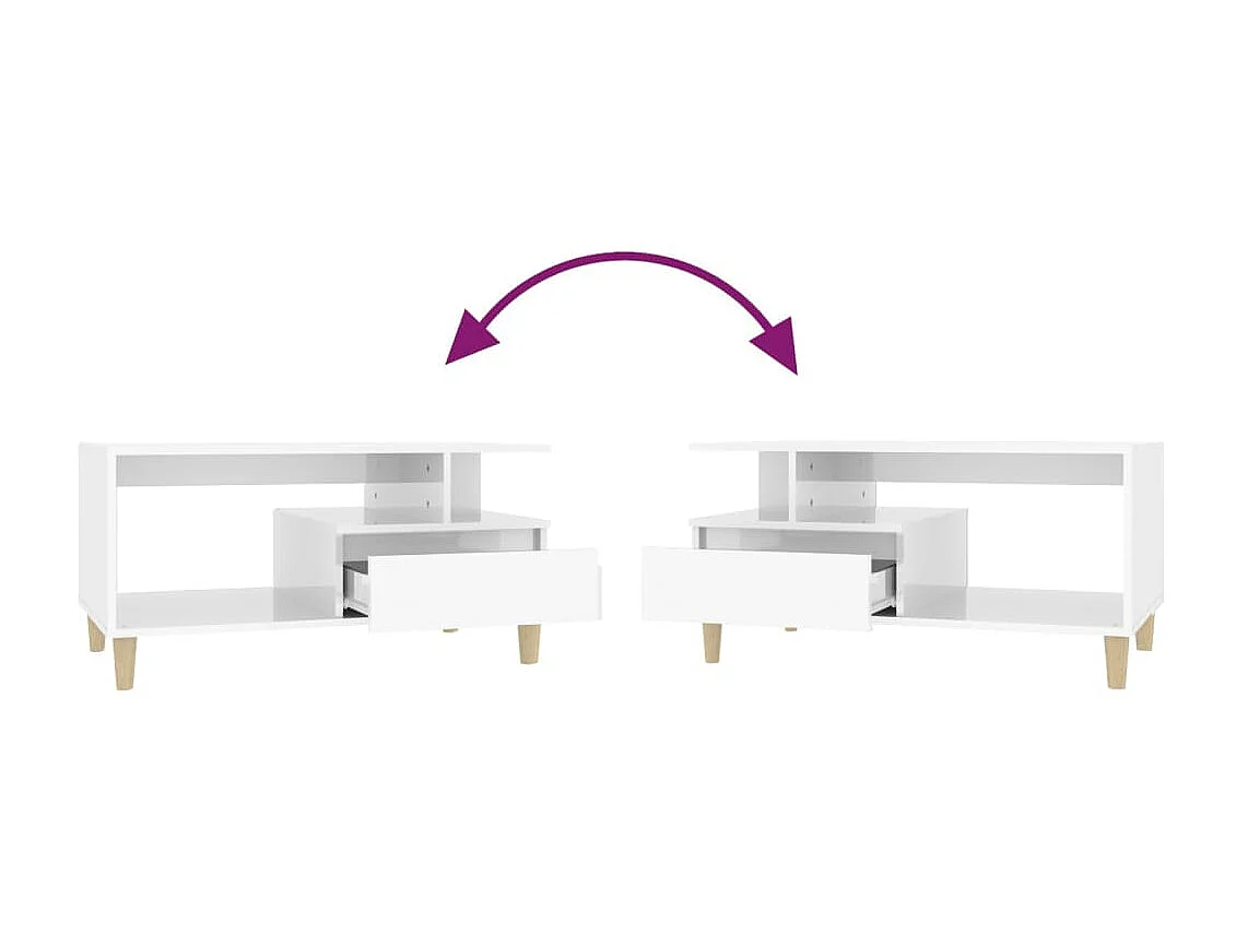 Mesa de centro Gold Blanco brillo 90x49x45 cm Madera contrachapada