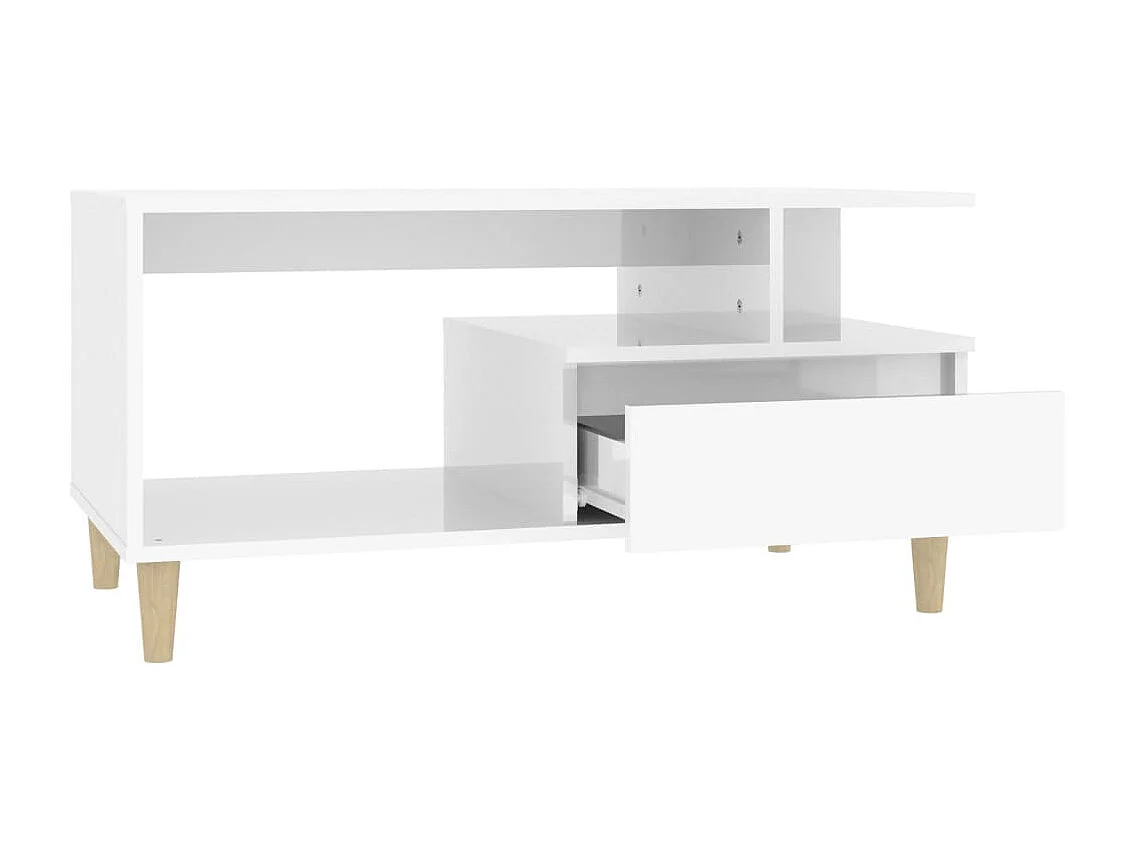 Tavolino Gold Bianco lucido 90x49x45 cm MDF