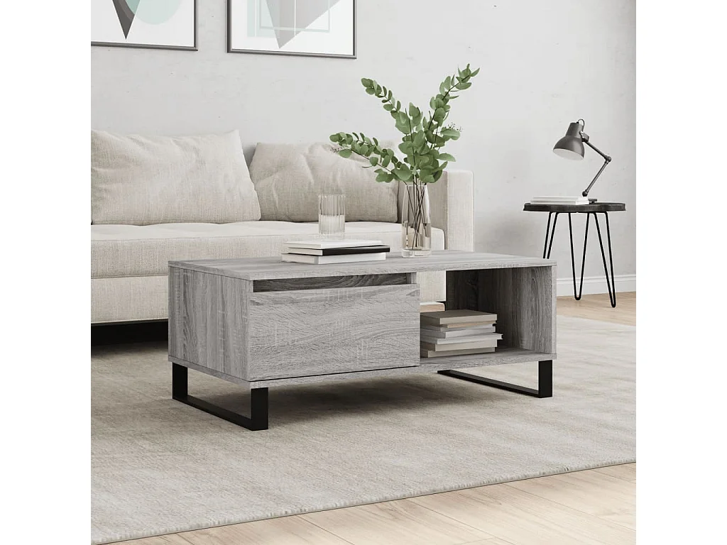 Table basse Sonoma gris 90x50x36,5 cm Bois d'ingénierie