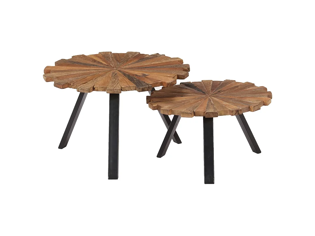 Tavolini 2 pezzi Legno massello di recupero