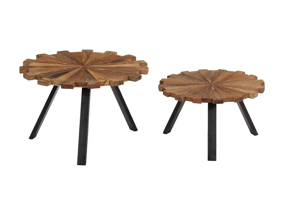 Tavolini 2 pezzi Legno massello di recupero