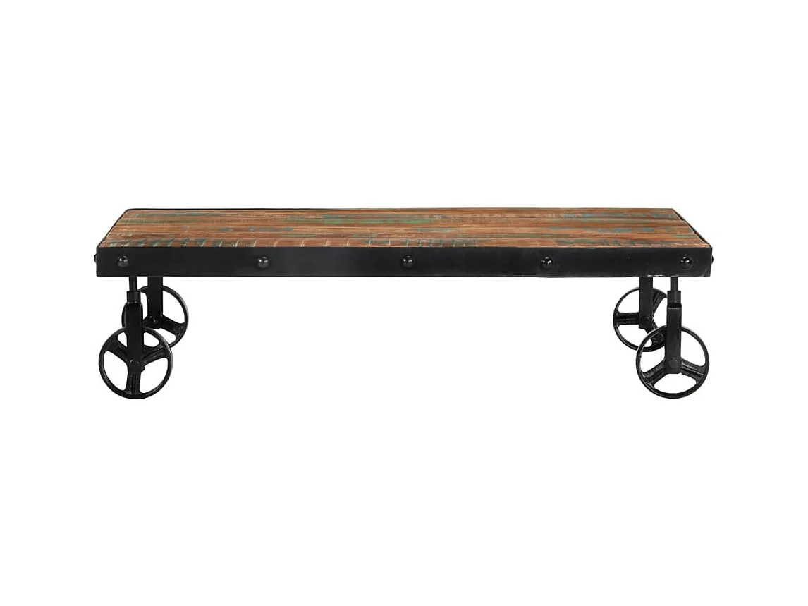 Goudkleurige salontafel op wielen 100x60x26 cm Teruggewonnen hout