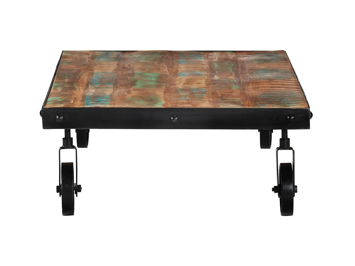 Goudkleurige salontafel op wielen 100x60x26 cm Teruggewonnen hout