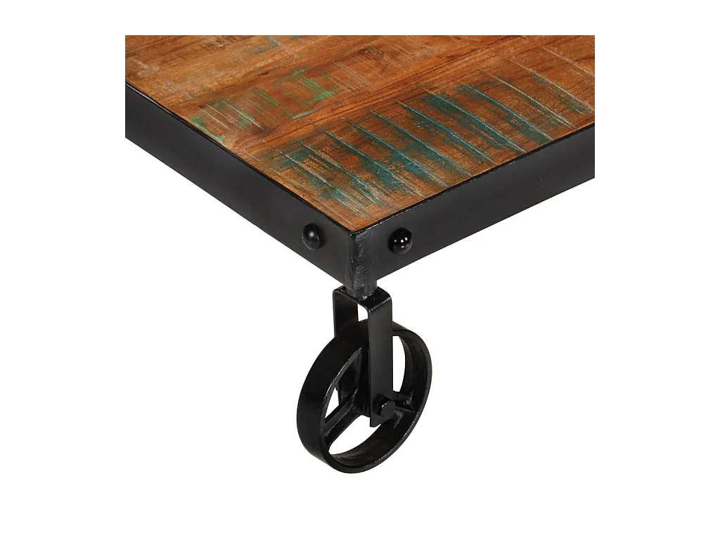 Goudkleurige salontafel op wielen 100x60x26 cm Teruggewonnen hout