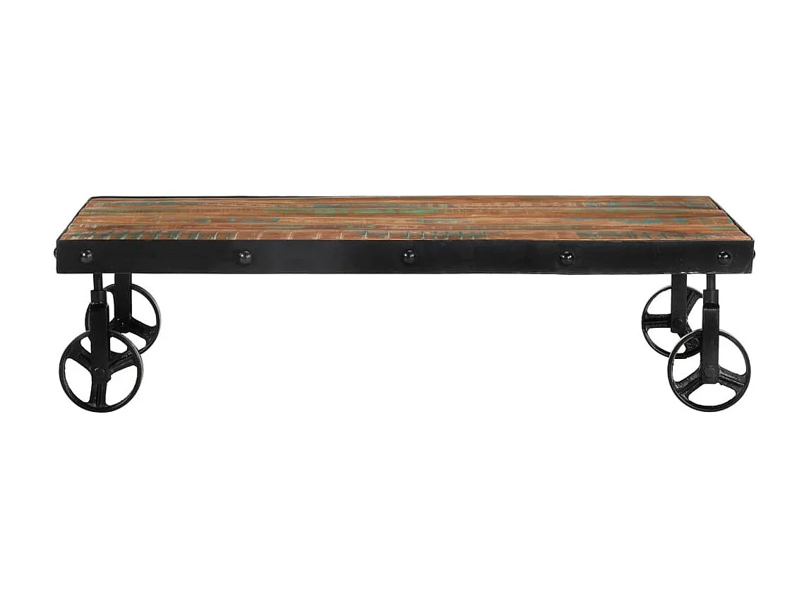 Goudkleurige salontafel op wielen 100x60x26 cm Teruggewonnen hout