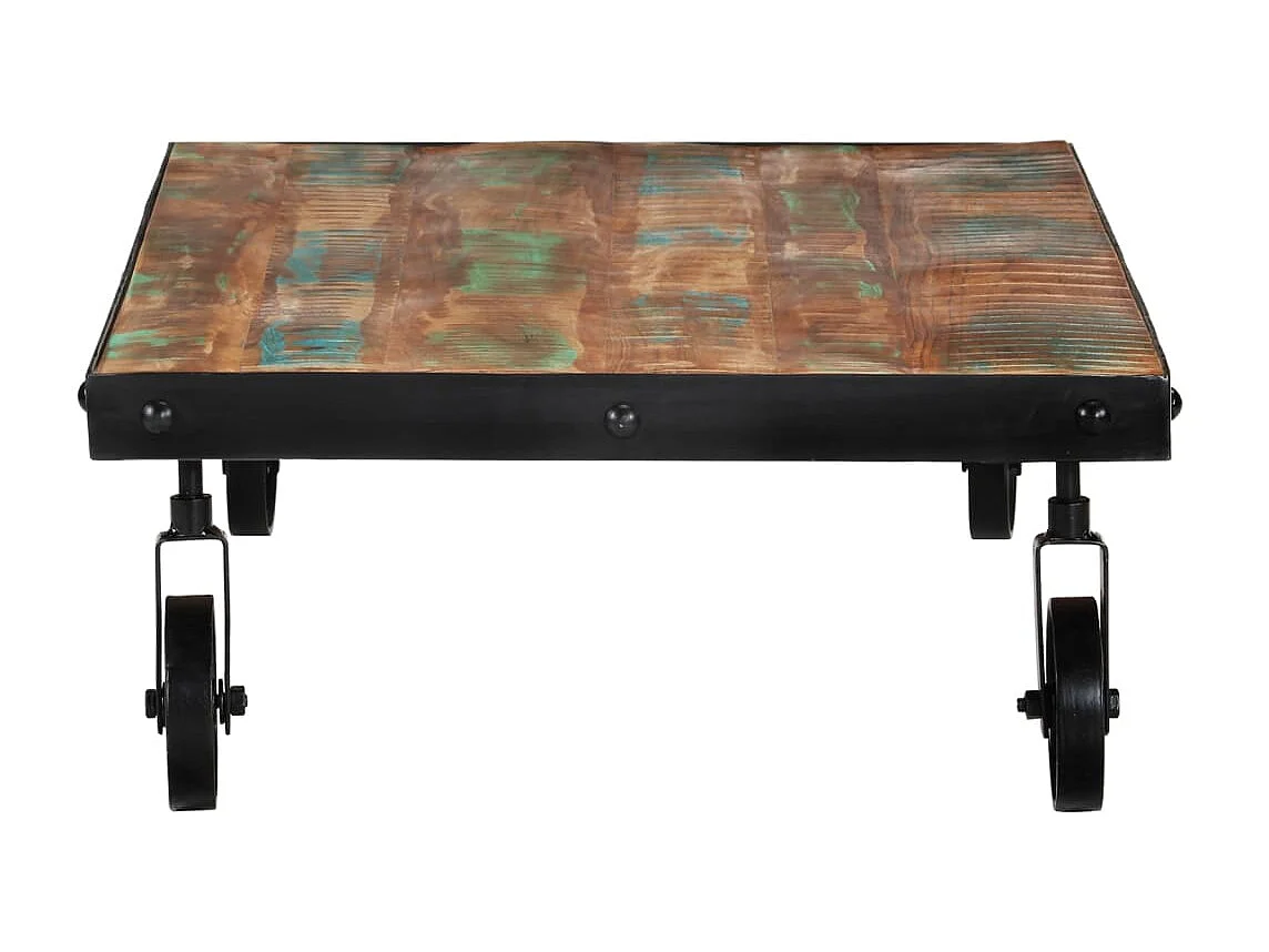 Goudkleurige salontafel op wielen 100x60x26 cm Teruggewonnen hout