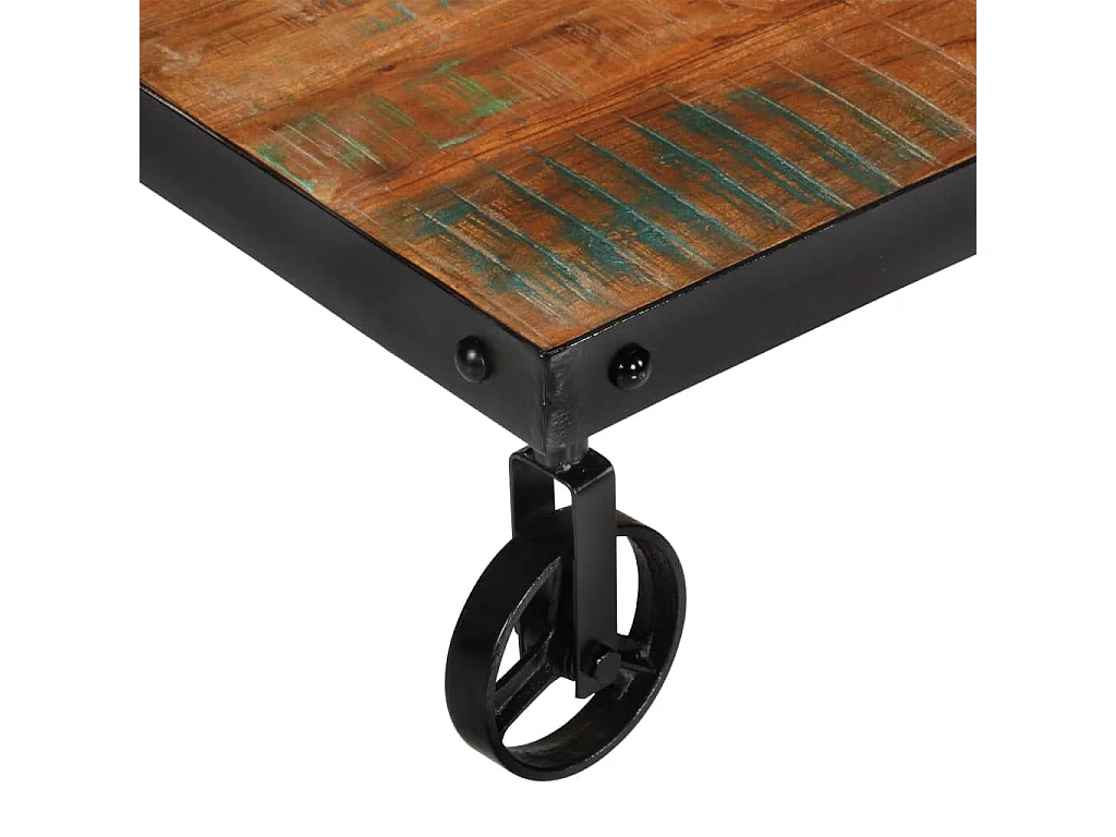 Goudkleurige salontafel op wielen 100x60x26 cm Teruggewonnen hout