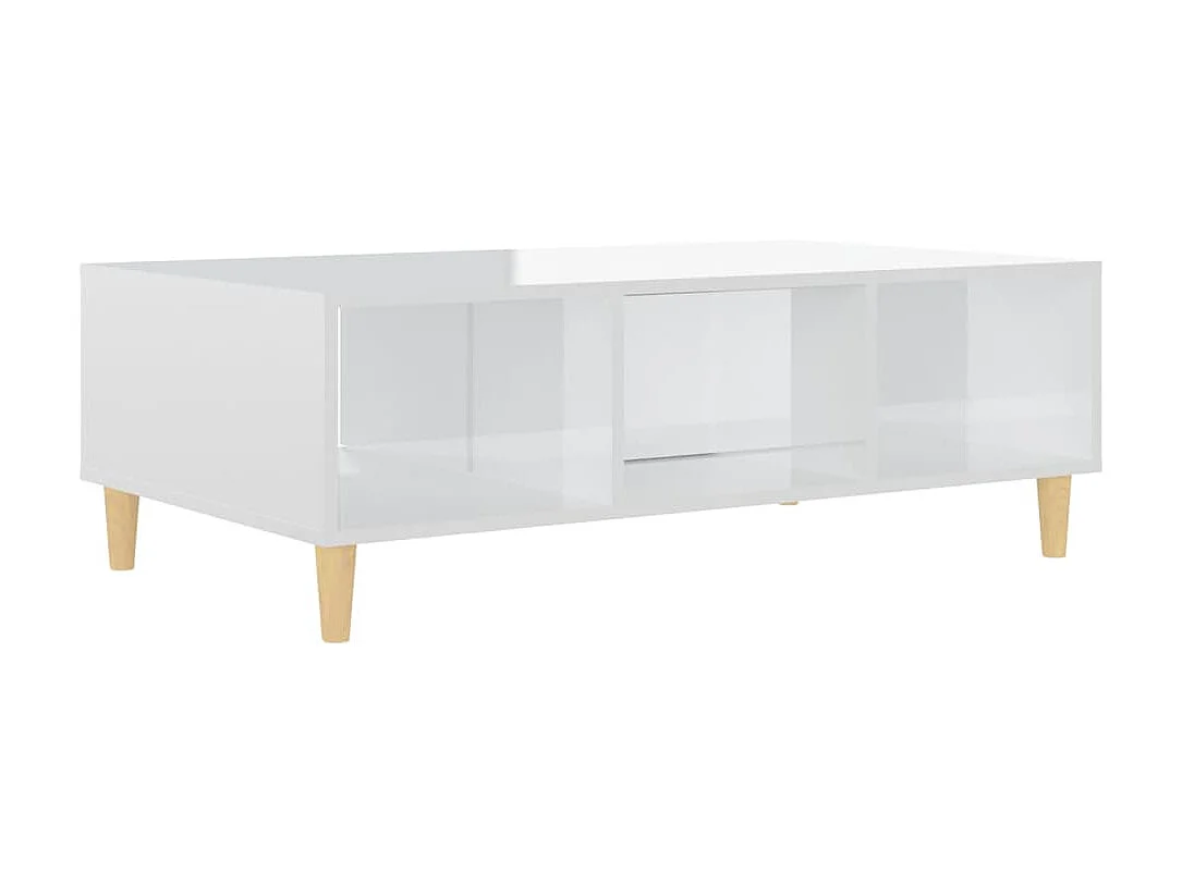 Table basse Blanc brillant 103,5x60x35 cm Aggloméré