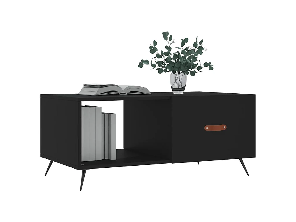 Table basse noir 90x50x40 cm bois d'ingénierie