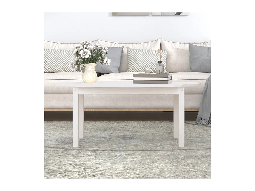 Gold Couchtisch Weiß 110x55x45 cm Massives Kiefernholz
