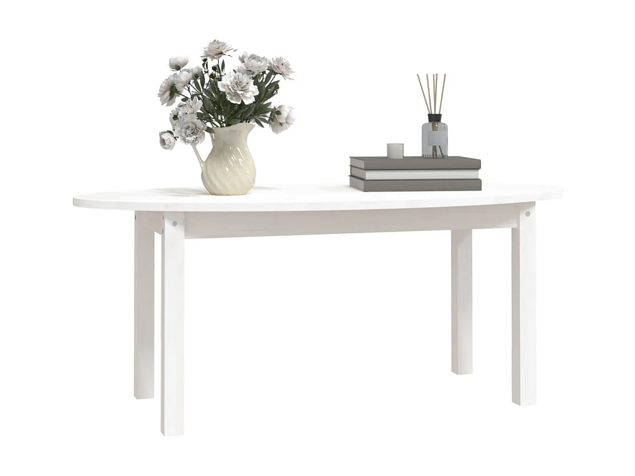 Gold Salontafel Wit 110x55x45 cm Massief grenenhout