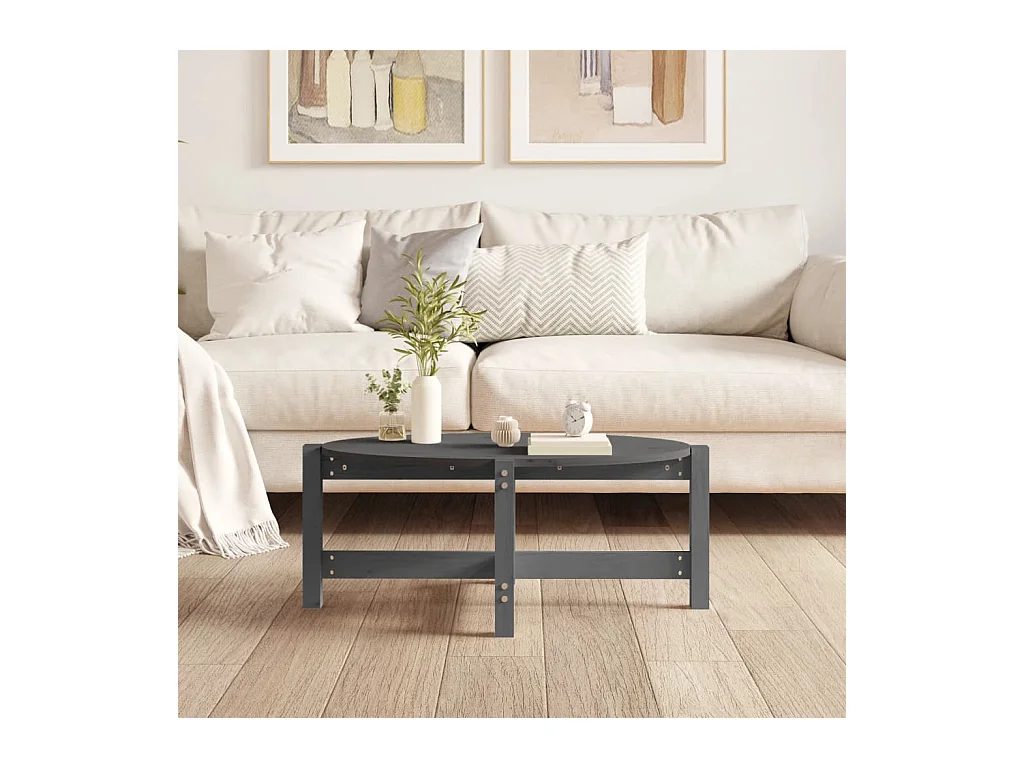 Table basse Gris 87x48x35 cm Bois massif de pin