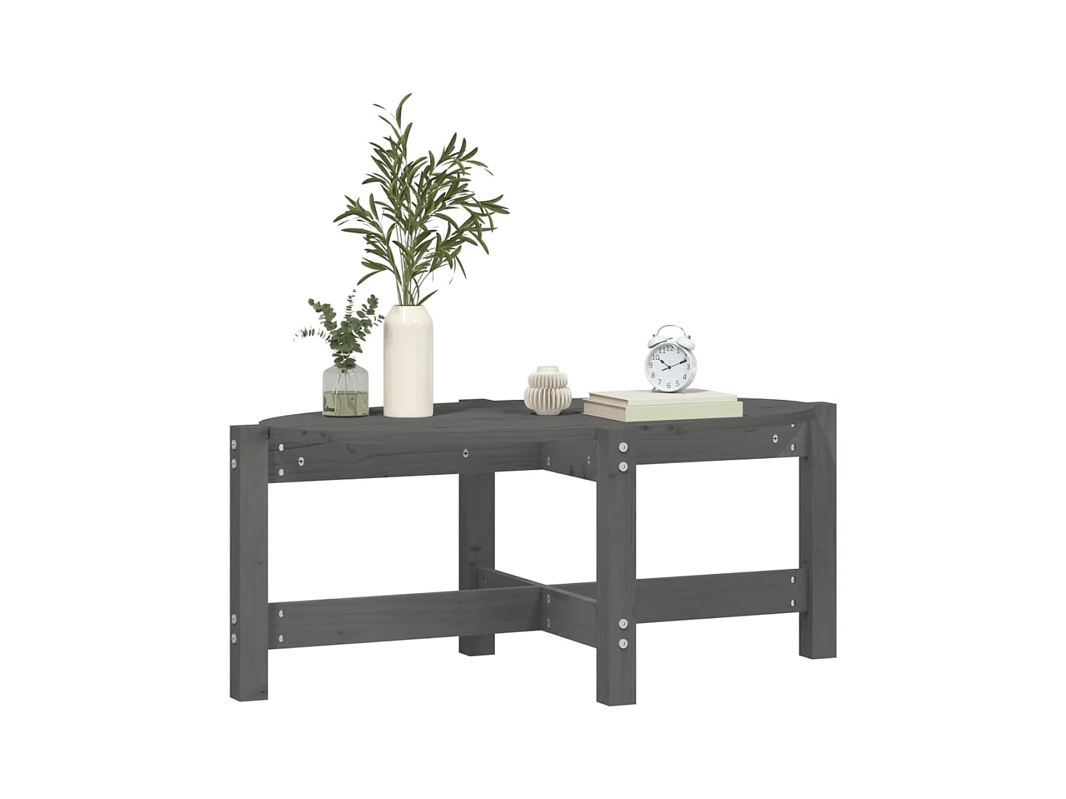 Table basse Gris 87x48x35 cm Bois massif de pin