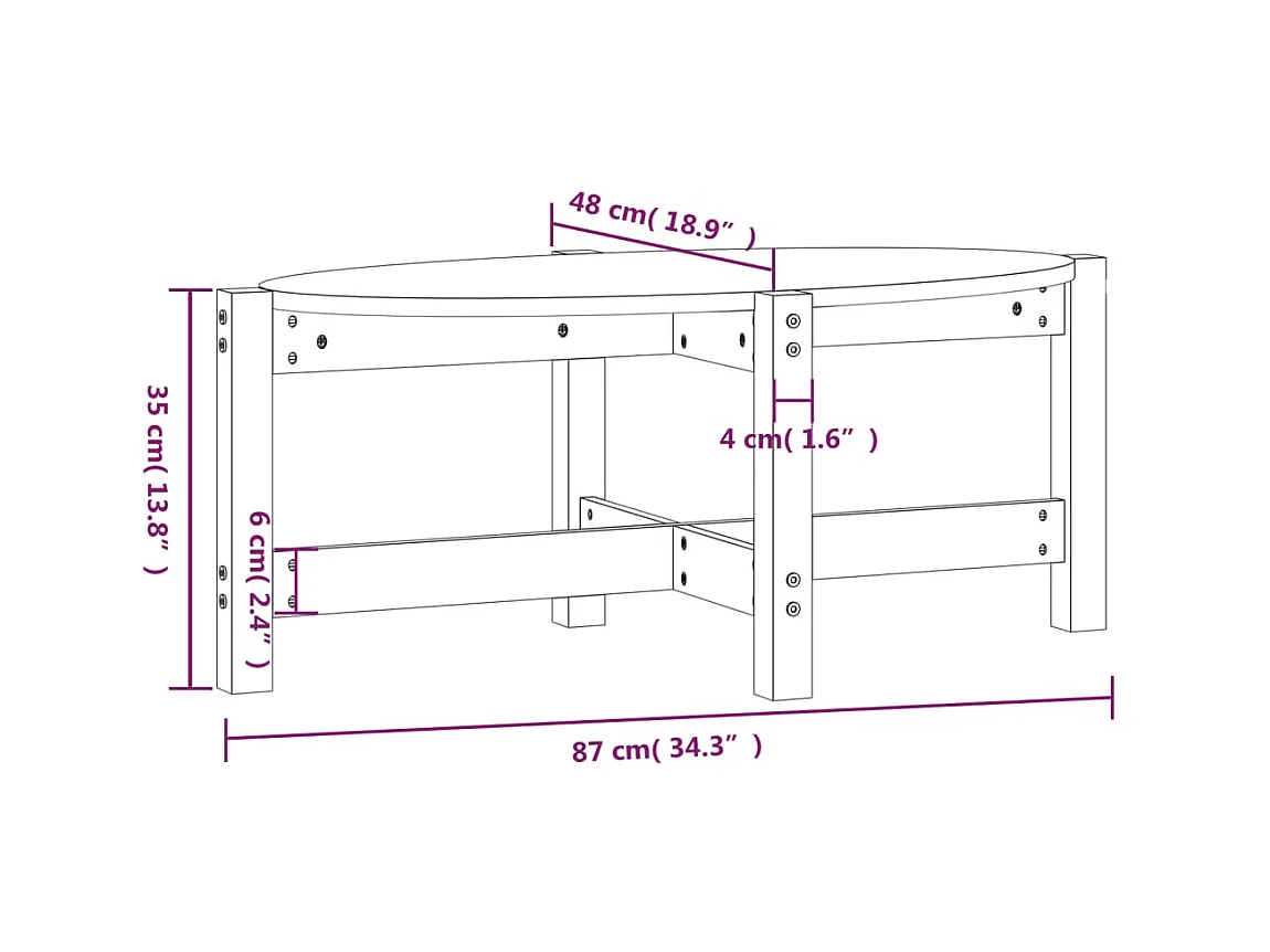 Table basse Gris 87x48x35 cm Bois massif de pin