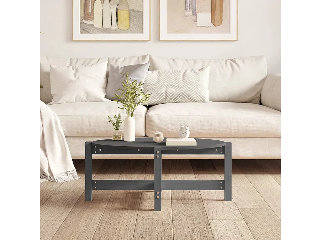 Table basse Gris 87x48x35 cm Bois massif de pin
