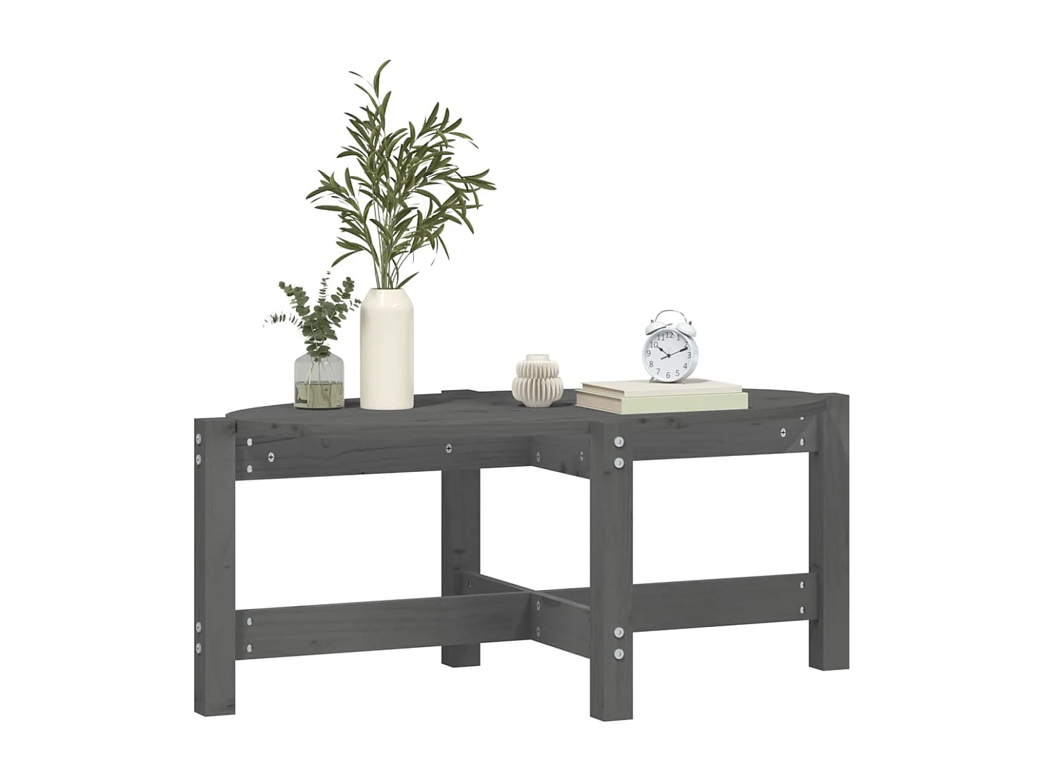 Table basse Gris 87x48x35 cm Bois massif de pin