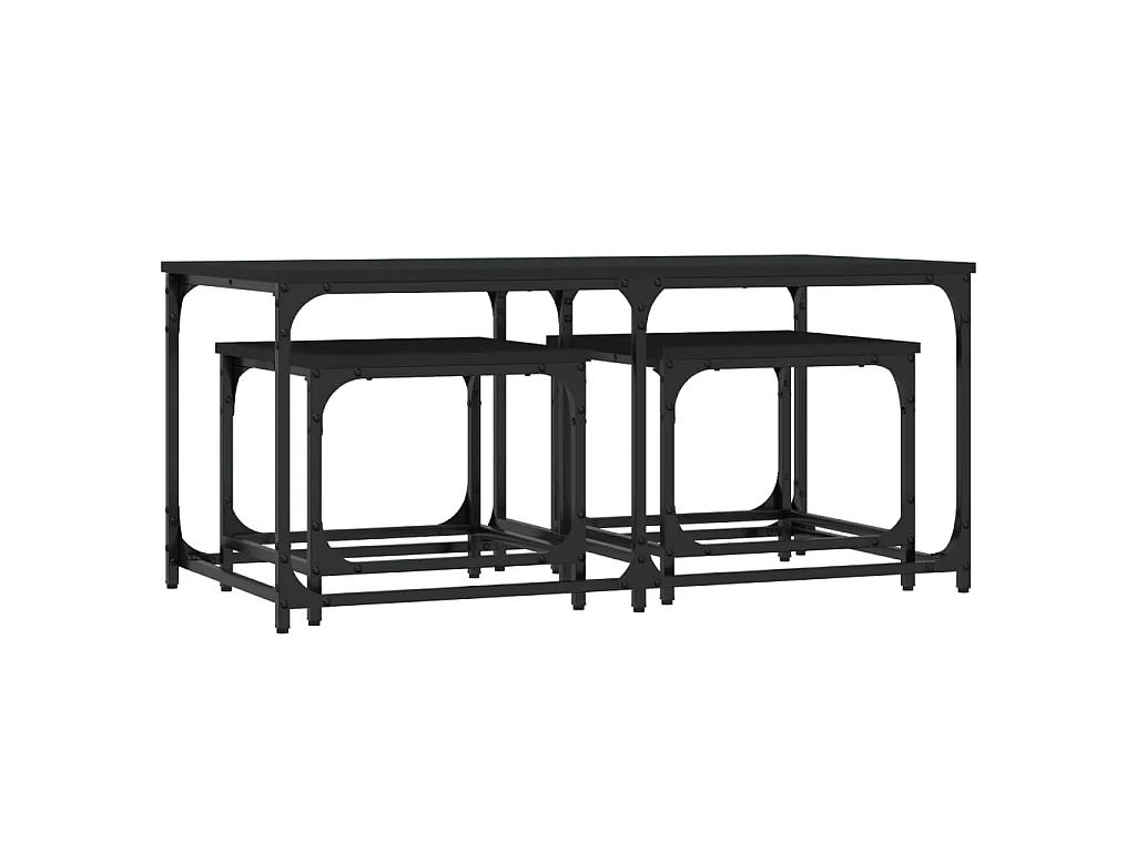 Tables basses gigognes 3 pcs noir bois d'ingénierie