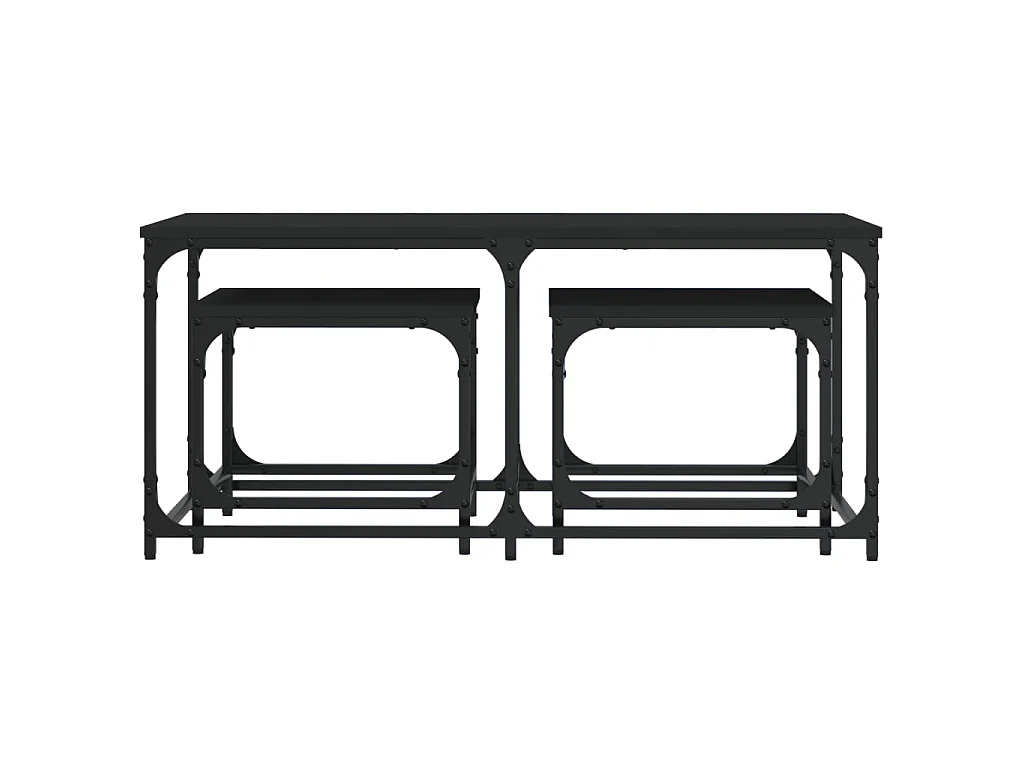 Tables basses gigognes 3 pcs noir bois d'ingénierie