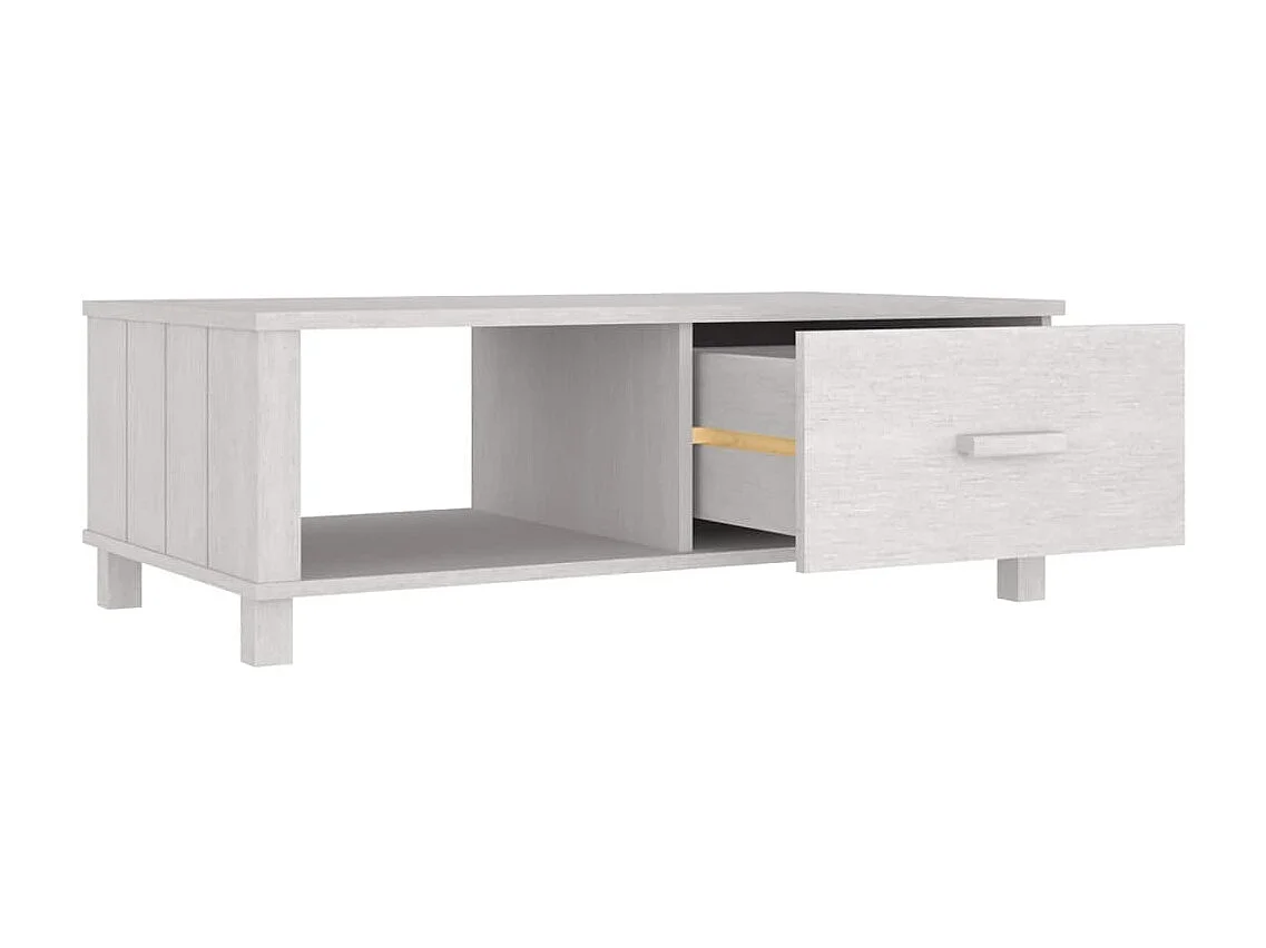 Mesa de centro dourada HAMAR branca 100x55x35 cm madeira maciça de pinho