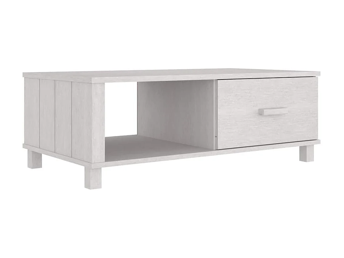 Mesa de centro dourada HAMAR branca 100x55x35 cm madeira maciça de pinho