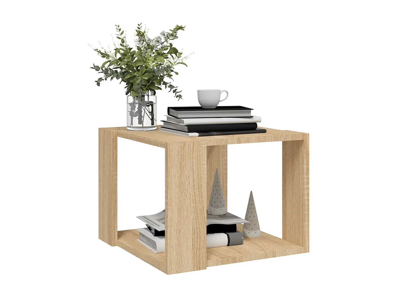 Mesa de centro Gold Roble Sonoma 40x40x30 cm Madera contrachapada