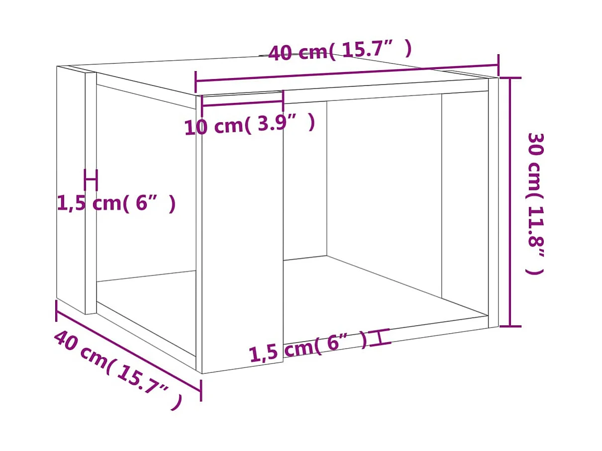 Mesa de centro Gold Roble Sonoma 40x40x30 cm Madera contrachapada