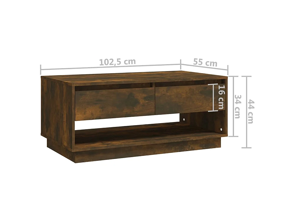 Mesa de centro dourada Carvalho fumado 102,5x55x44 cm Aglomerado