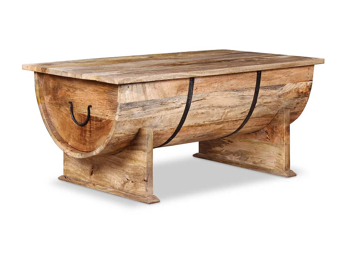 Mesa de centro dourada Madeira de mangueira maciça 88 x 50 x 40 cm