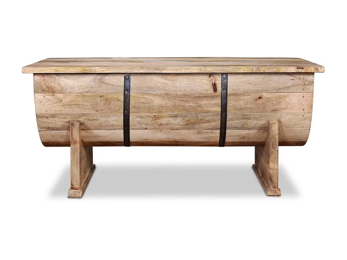 Mesa de centro dourada Madeira de mangueira maciça 88 x 50 x 40 cm