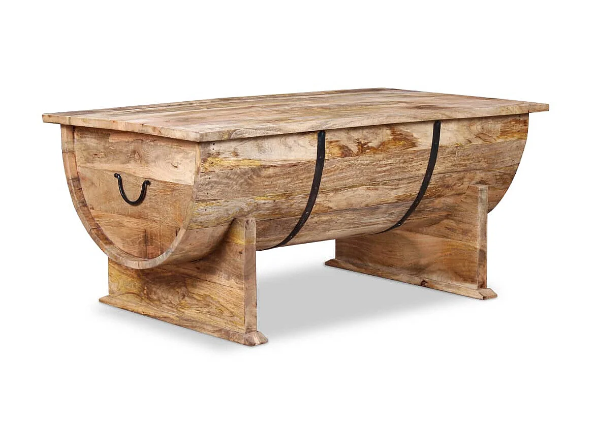 Mesa de centro dourada Madeira de mangueira maciça 88 x 50 x 40 cm