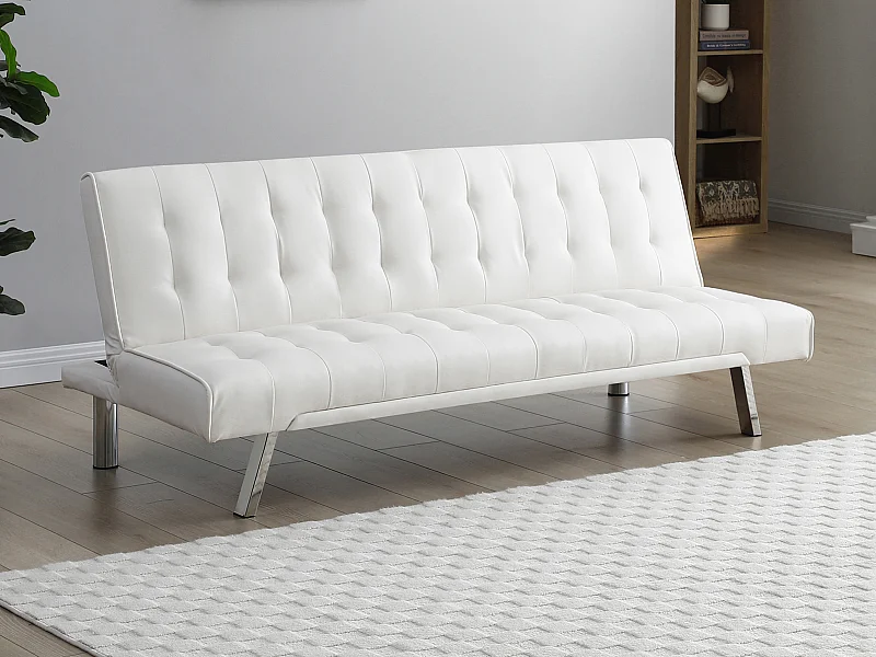Sofá cama clic clac em pele sintética Branco - GUILLAUME