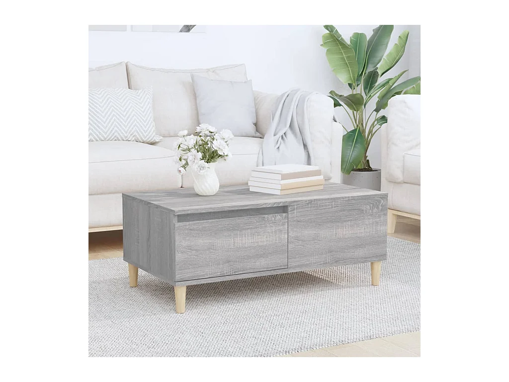 Gouden Sonoma grijze salontafel 90x50x36,5 cm Bewerkt hout