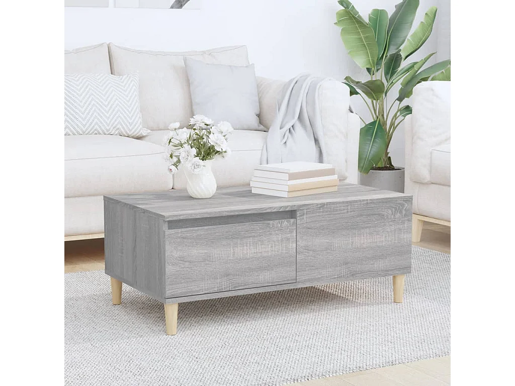 Gouden Sonoma grijze salontafel 90x50x36,5 cm Bewerkt hout