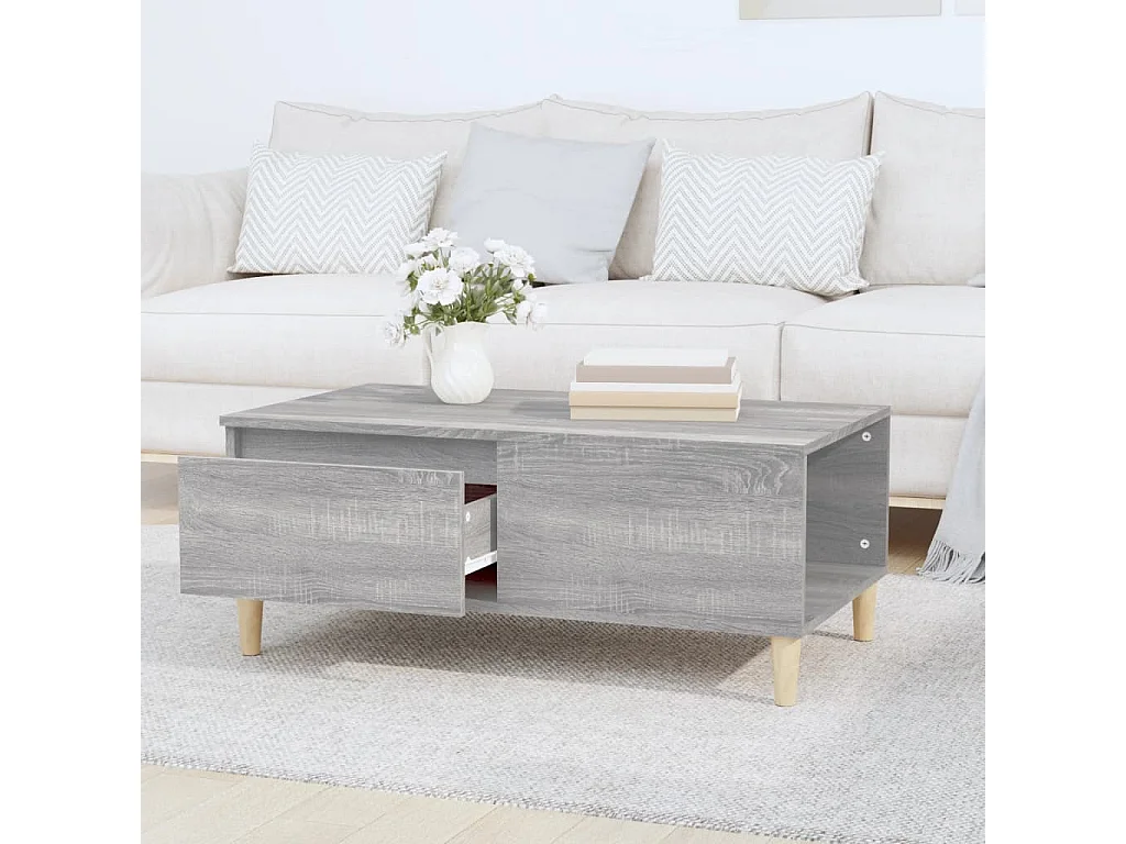 Gouden Sonoma grijze salontafel 90x50x36,5 cm Bewerkt hout