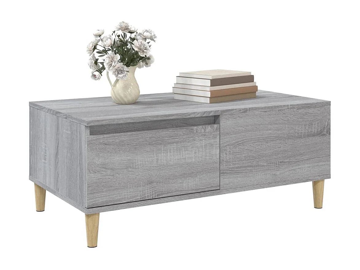 Gouden Sonoma grijze salontafel 90x50x36,5 cm Bewerkt hout