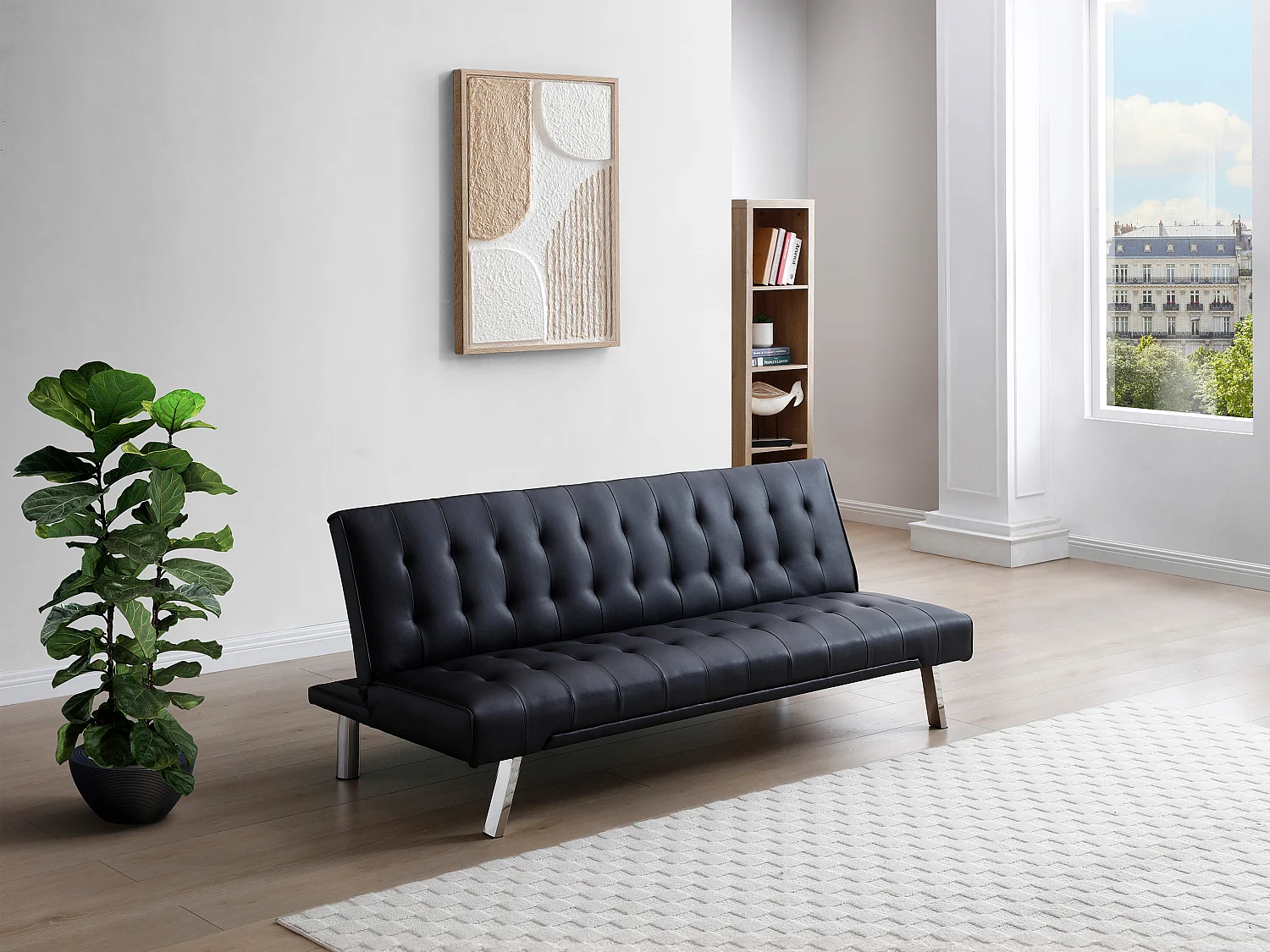 Divano letto clic clac in similpelle Nero - GUILLAUME