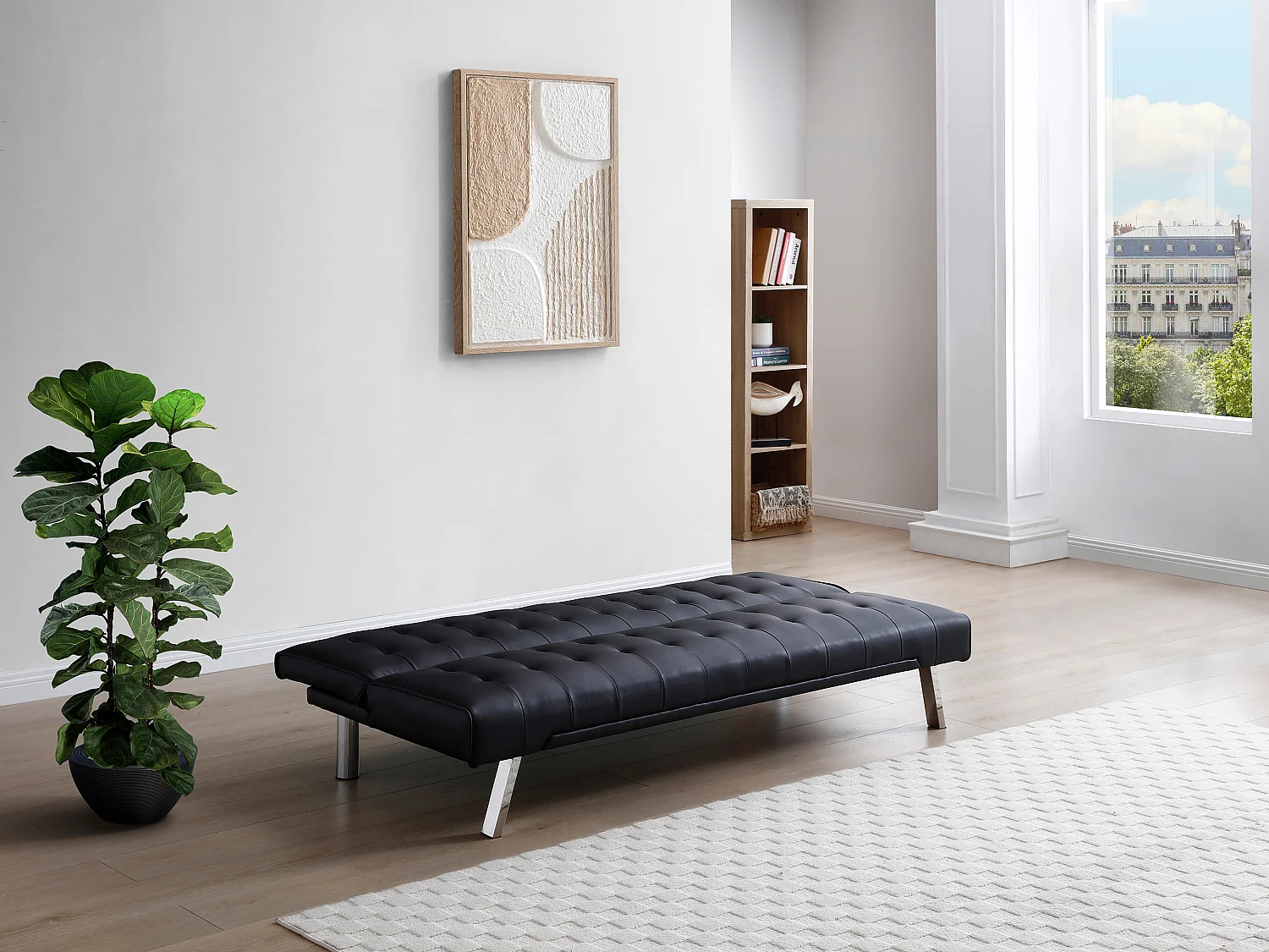 Divano letto clic clac in similpelle Nero - GUILLAUME