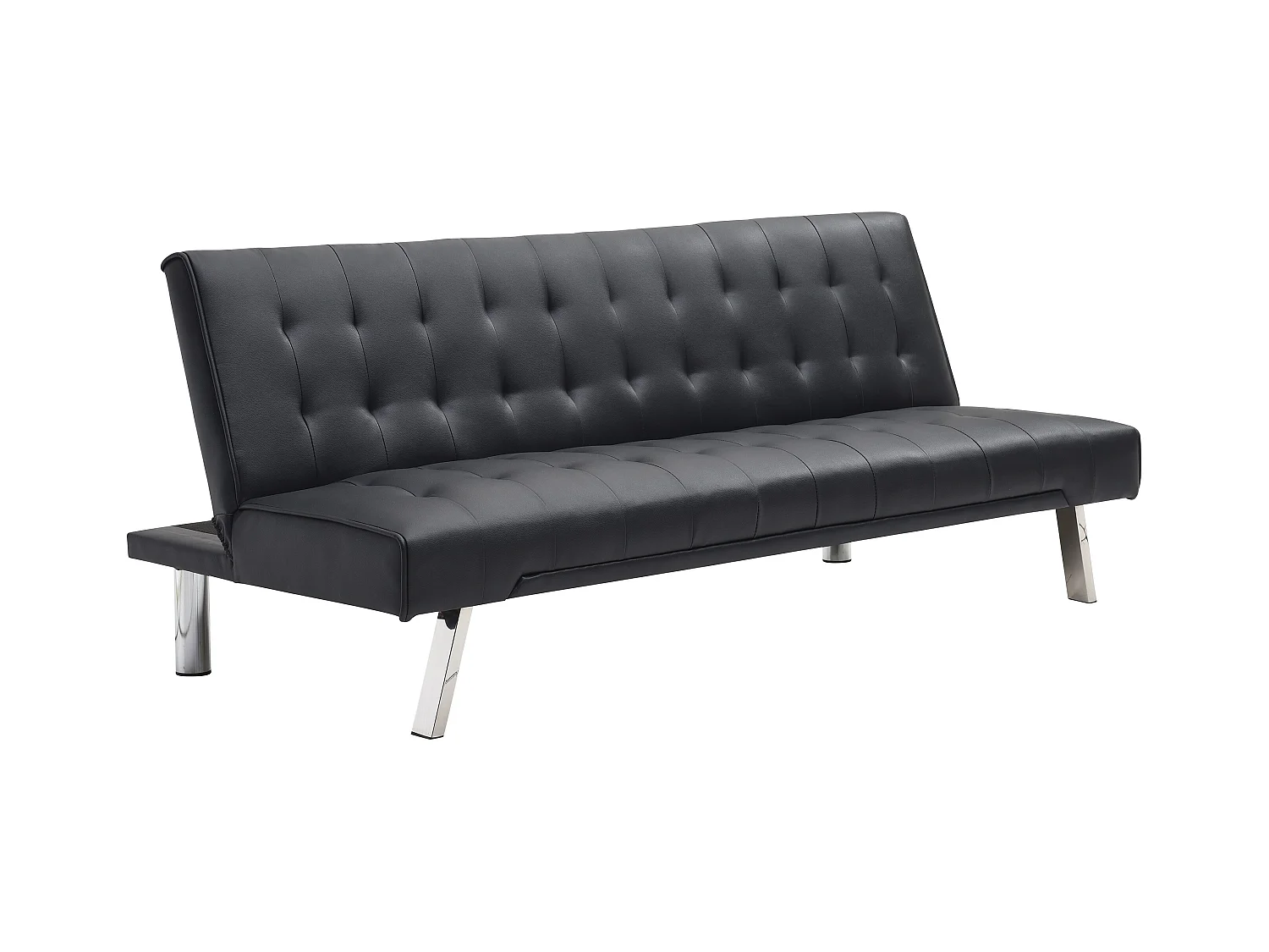 Sofá cama clic-clac GUILLAUME de piel sintética - Negro