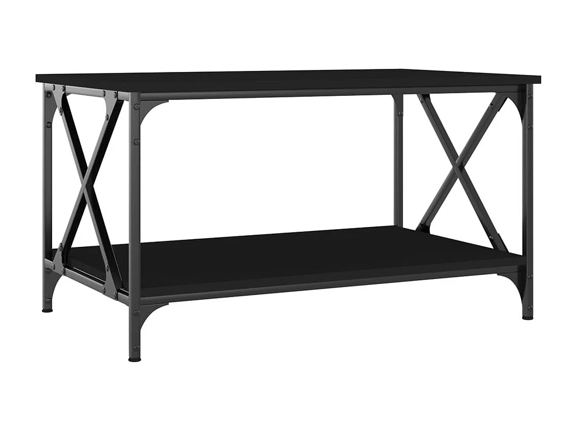 Mesa de centro dourada preta 80x50x45 cm Madeira e ferro