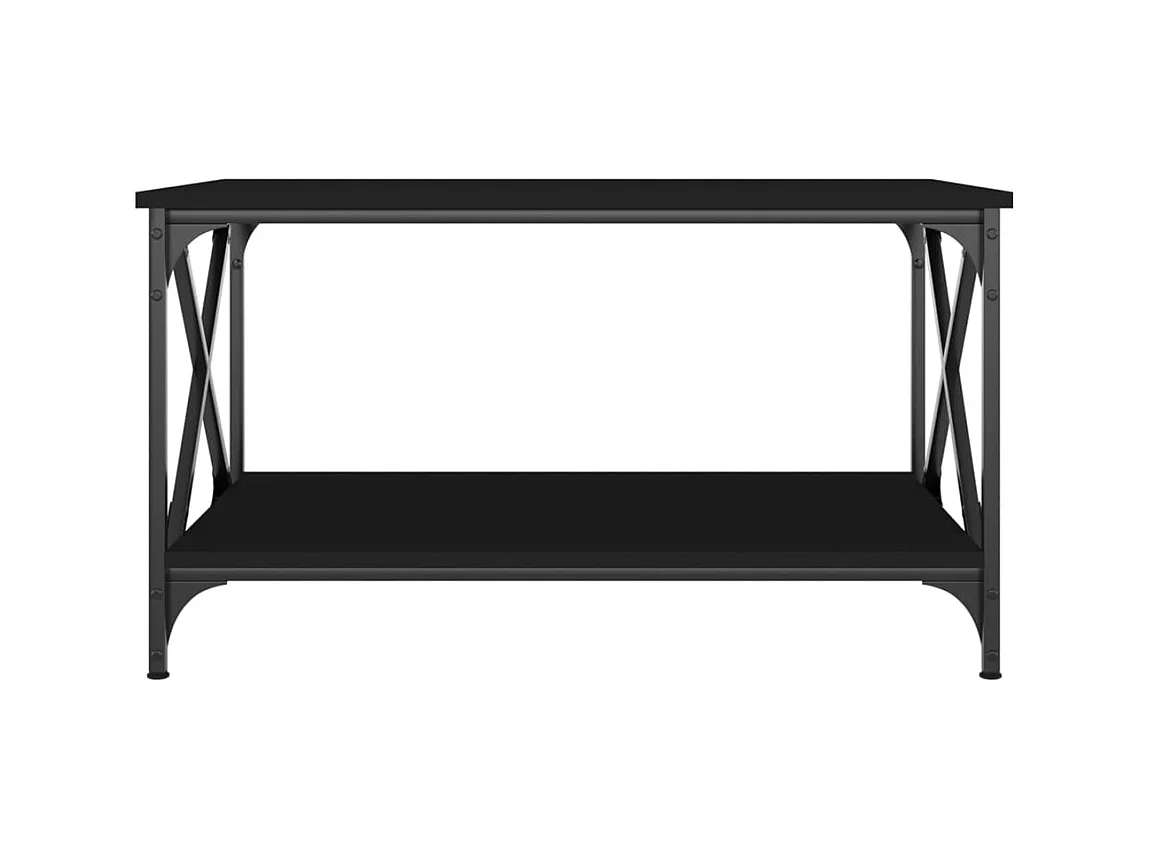 Gold Salontafel Zwart 80x50x45 cm Bewerkt hout en ijzer