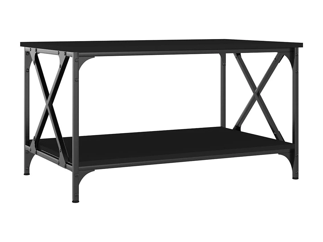Gold Salontafel Zwart 80x50x45 cm Bewerkt hout en ijzer