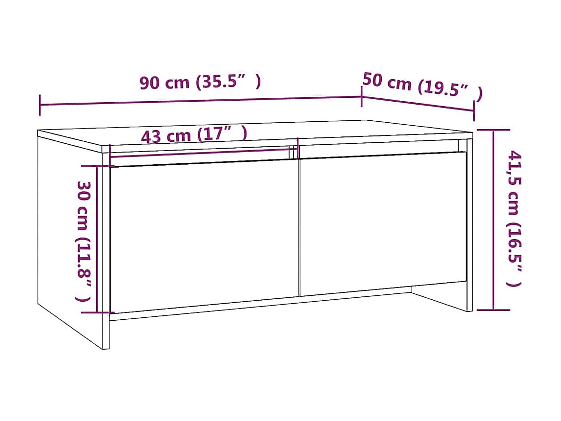 Table basse Noir 90x50x41,5 cm Aggloméré