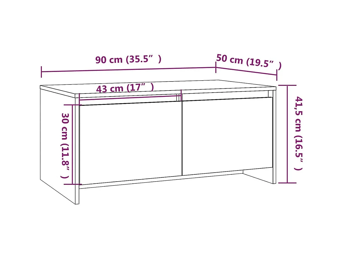 Gold Salontafel Zwart 90x50x41,5 cm Spaanplaat