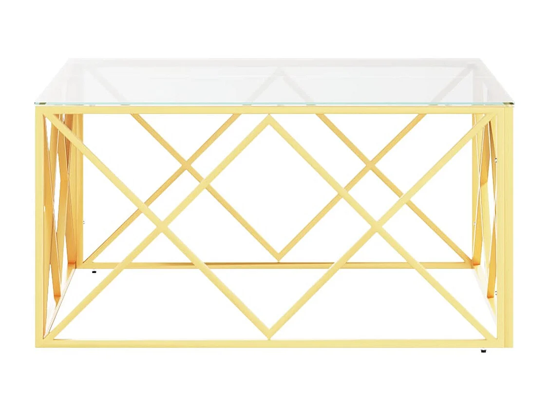 Gold Salontafel 80x80x40 cm RVS en glas